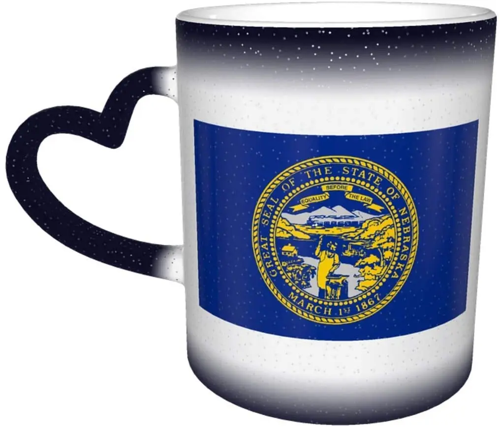 

Nebraska Flag Color-changing Starry Cup Heart Shaped Coffee Magic Cup