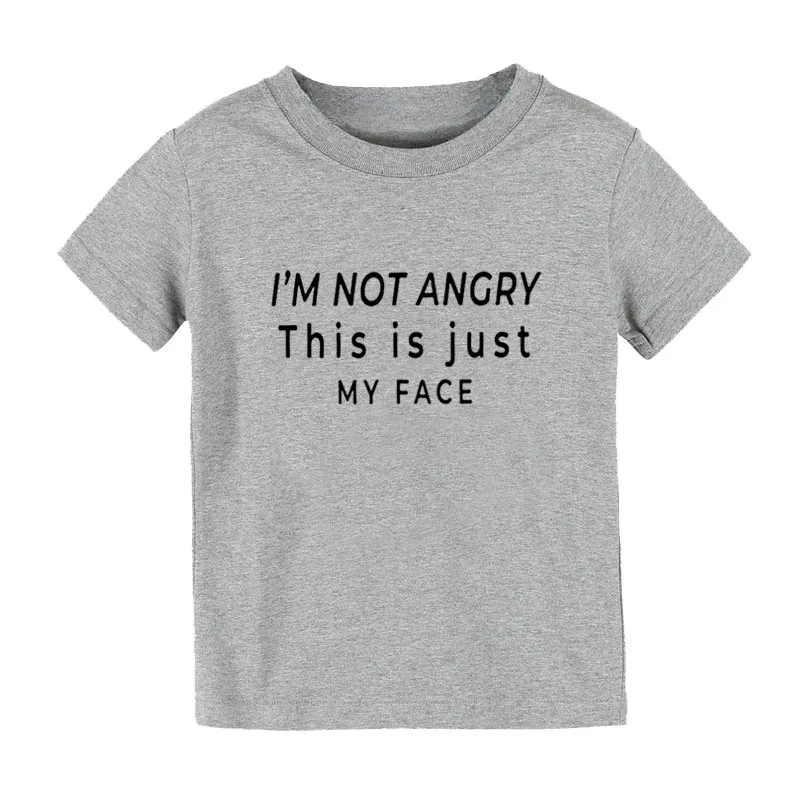 Детская футболка с принтом I'm not angry this is just my face рубашка для мальчиков и девочек