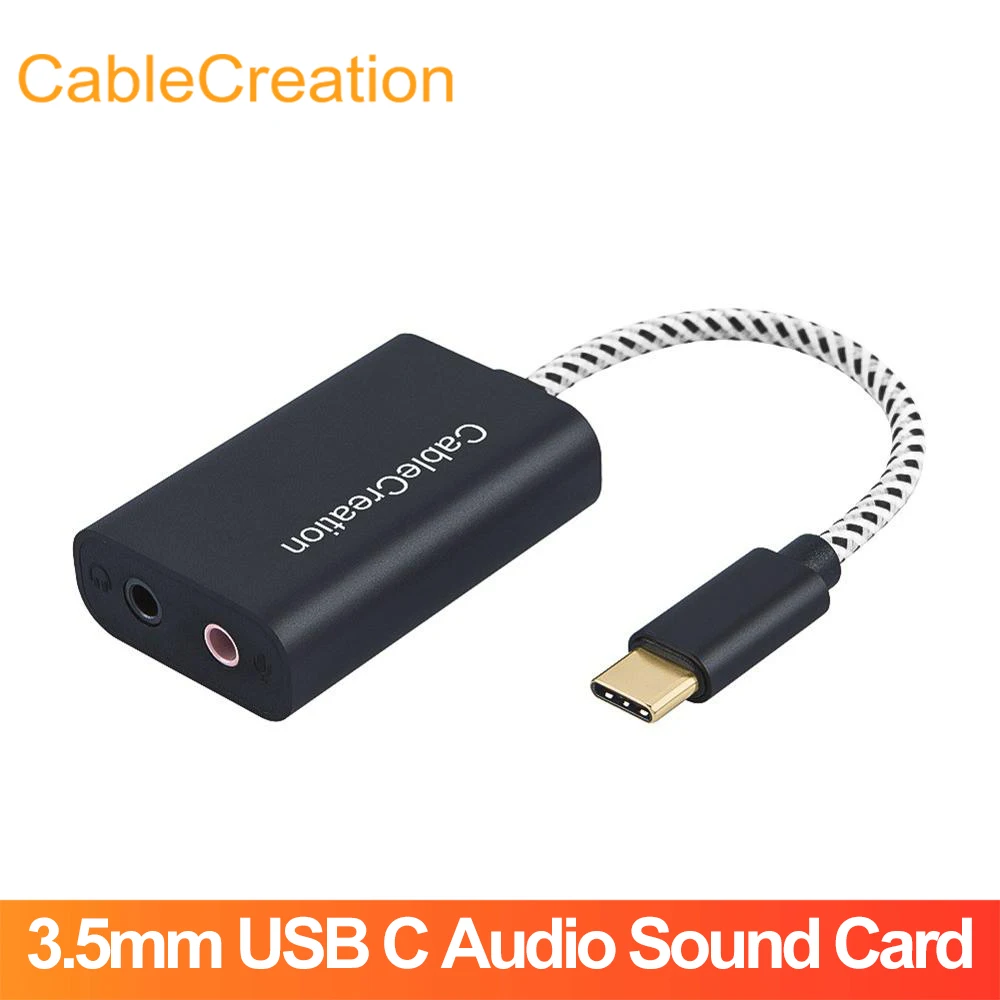 Звуковая карта CableCreation USB C внешний разъем 3 5 мм аудиоадаптер Type-C микрофон для
