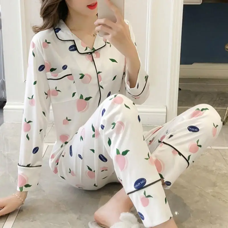 Новая Пижама размера плюс XXL для женщин с длинным рукавом теплая Женская