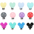 Силиконовый зажим для соски-пустышки с изображением Микки Мауса, 1 шт., сделай сам, для прорезывания зубов, ожерелье, инструмент для бисера дюйма, подарок, круглые аксессуары в форме сердца, застежки для сосков