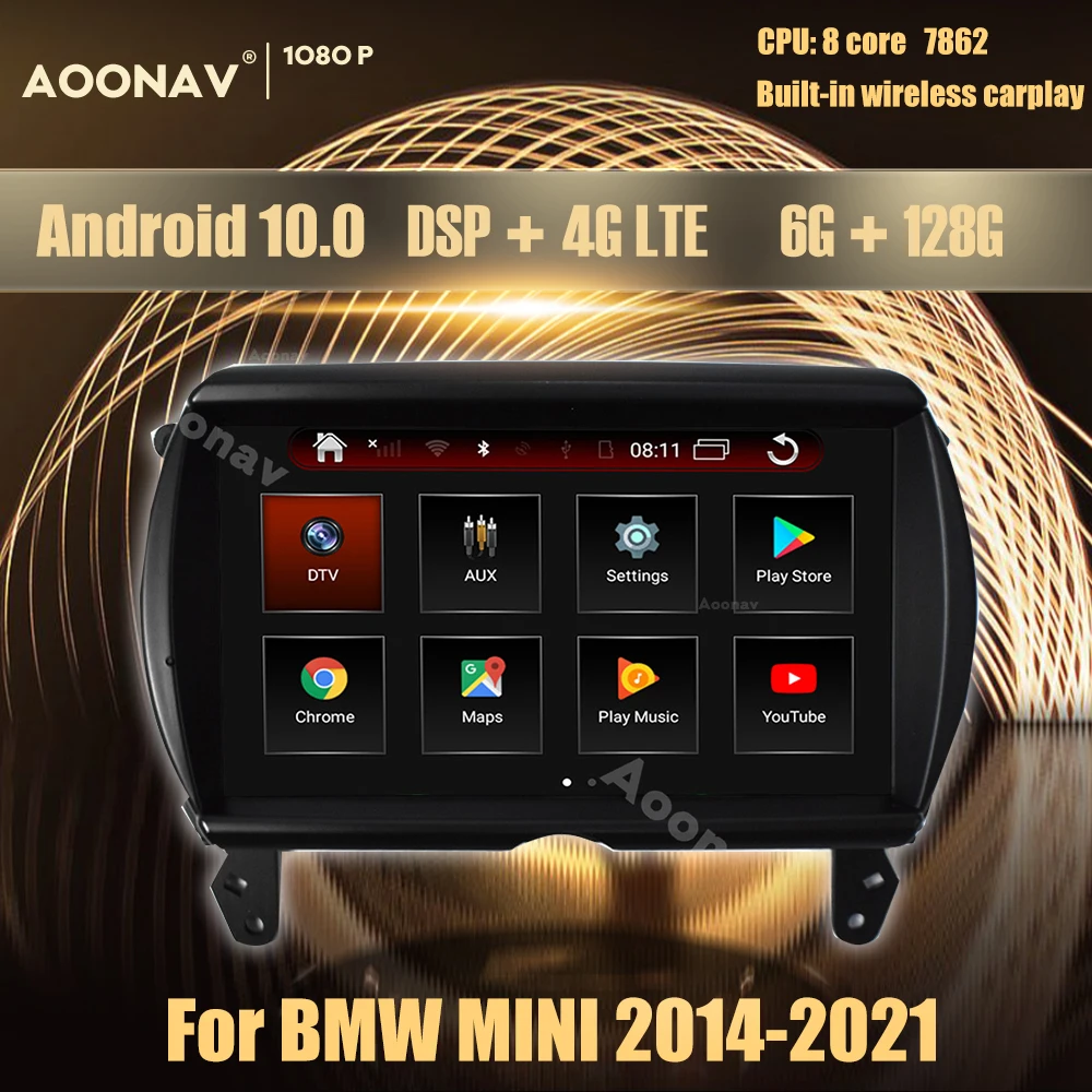 

Автомагнитола 128 ГБ, 2 din, Android, для BMW MINI 2014-2021, автомобильное стерео радио, головное устройство, Qled экран 7862, процессор, встроенный carplay