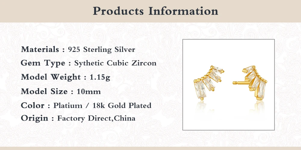 

Boako S925 Sterling Silver Ear Studing Bling Rectangular Zircon Piercing Earrings For Woman Girls Party Birthday Gift Pendientes