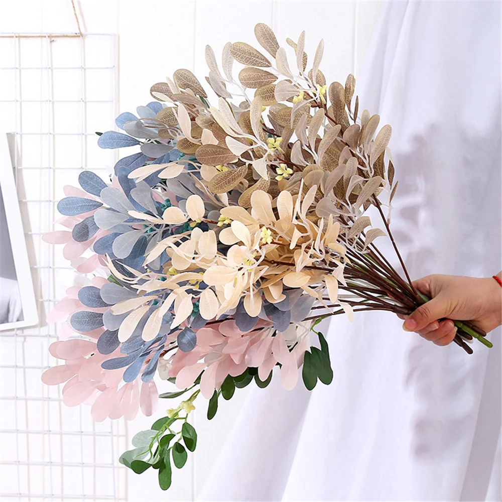 

Artificial Plastic Plant Leaf Tree Fake Eucalyptus Branch Family Wedding Flower Arrangement Photography Party Decoration Props