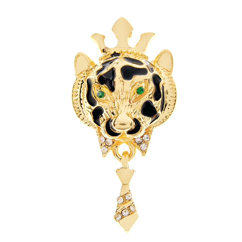 

CINDY XIANG Wear Crown Tiger Brooches For Men Fashion Animal Pin Zodic Jewelry Coat Suit Accessories High Quality New 2021