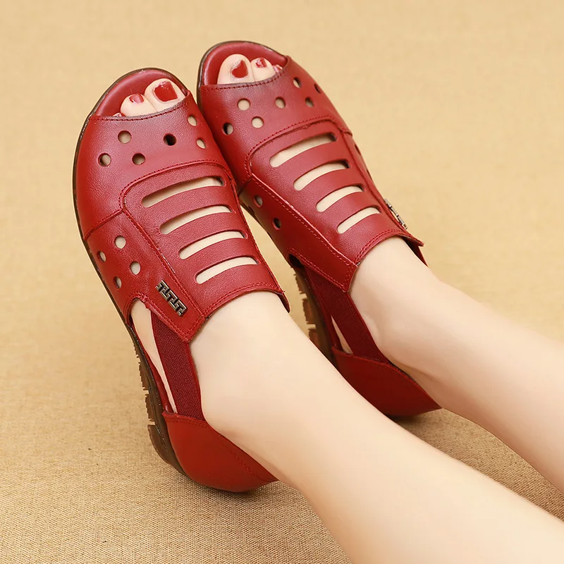 Сандалии женские из натуральной кожи босоножки ручной работы на плоской подошве