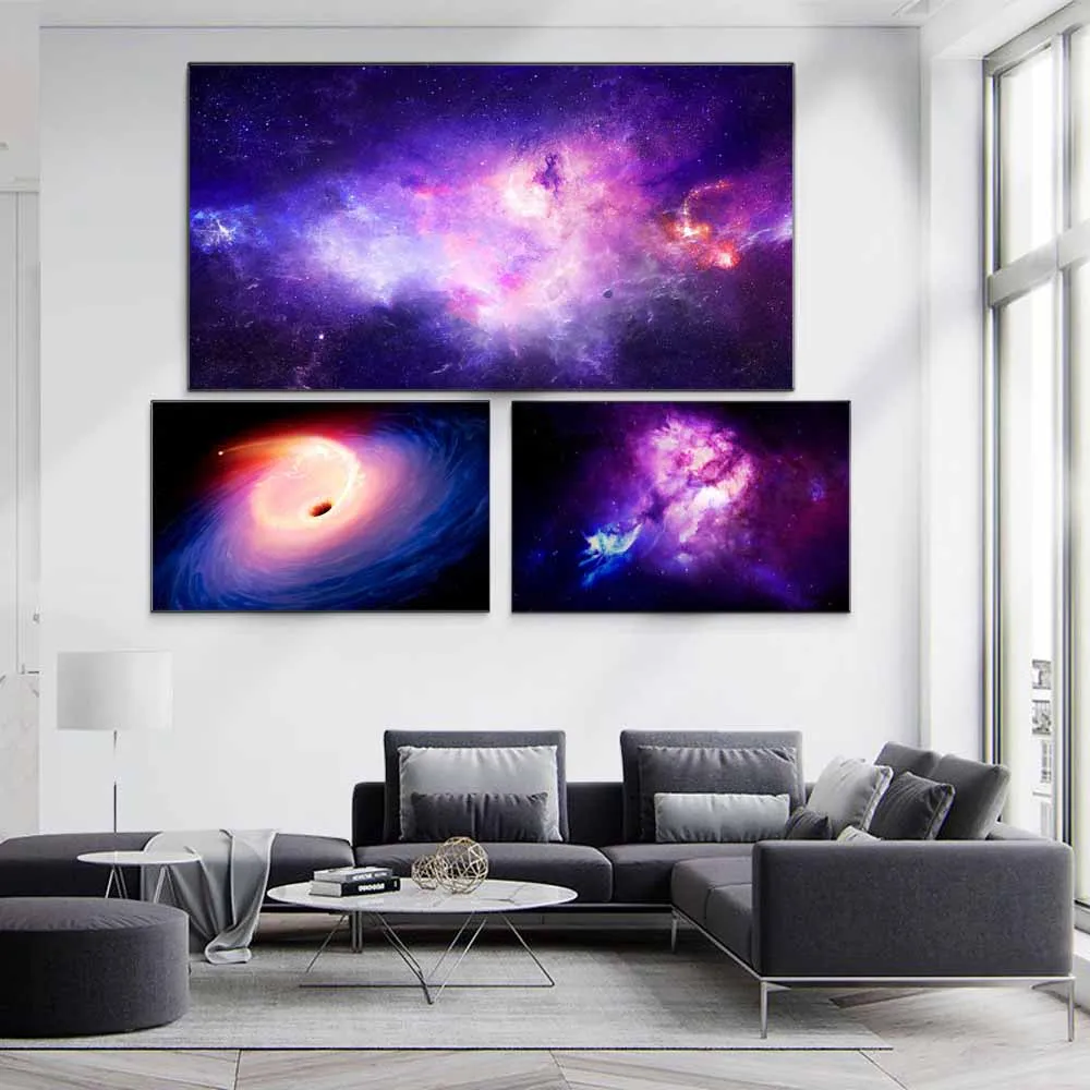 

Landscape oil painting space blue purple interstellar art canvas painting living room corridor office home decoration mural