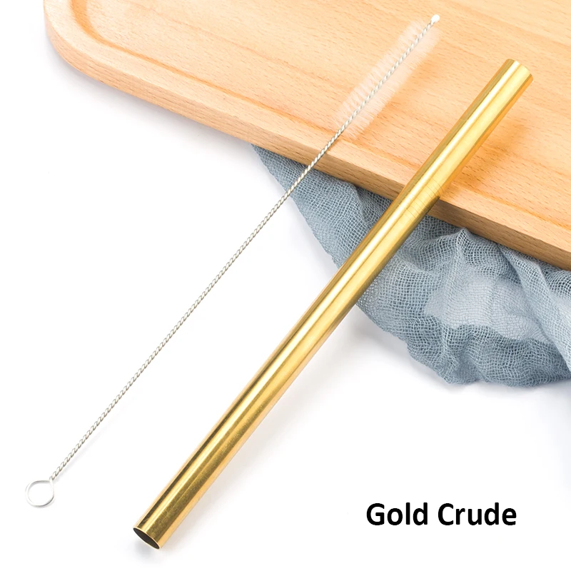 04 Gold Crude Многоразовые металлические трубочки для питья 304 нержавеющая сталь прочная изогнутая прямая соломинка для напитков с чистящей щеткой вечерние аксессуары - Цвет: 04 Gold Crude