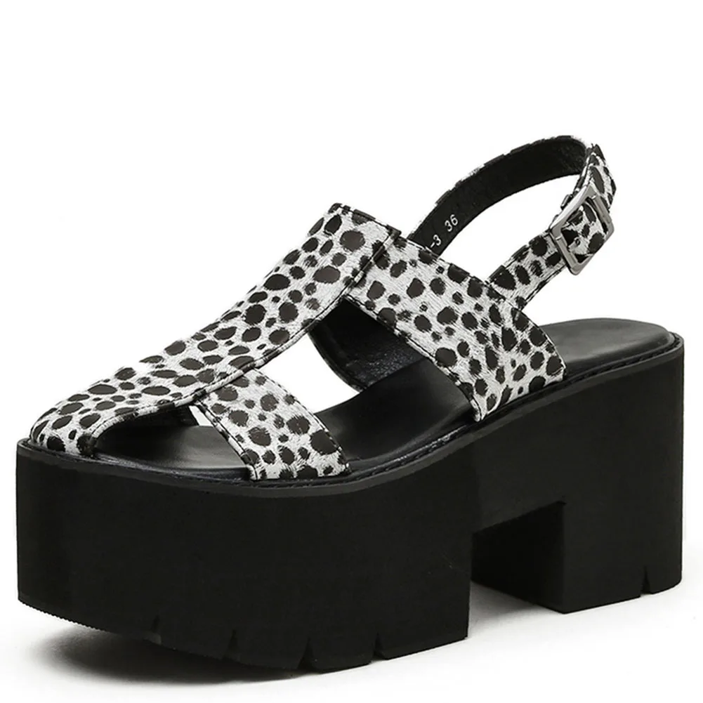 

2021 Summer New Hot Sale Chunky Heel Women Shoes Leopard Print High Heels Sandals For Female Buckle Fashion Hot Sale Brand