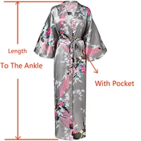 sexy women long robe with pocket wedding bride bridesmaid dressing gown rayon kimono bathrobe large size s xxxl night dress