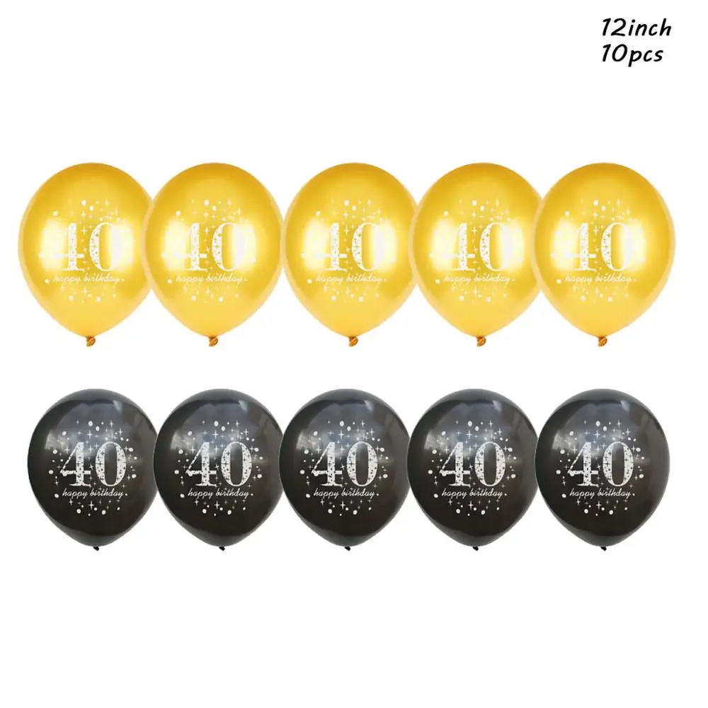 30th Birthday Party Balloons Gold Black Latex Ballons Adult Decoration 30 40 50 60 Confetti Balloon Supplie | Дом и сад