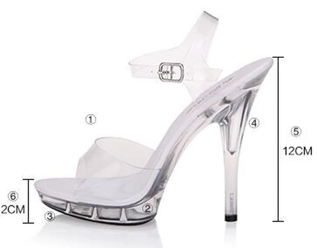 Сандалии женские прозрачные водонепроницаемые на высоком каблуке 10 20