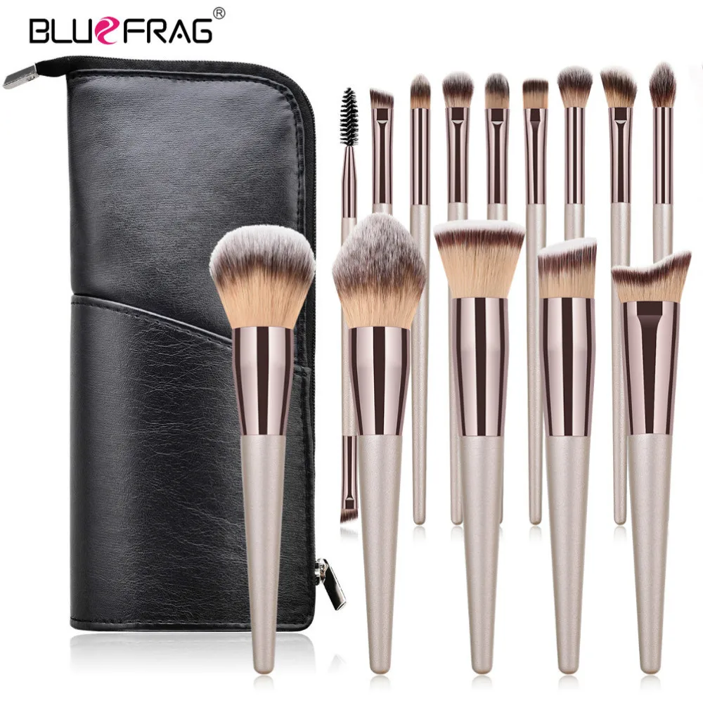 Кисти для макияжа BLUEFRAG 6 14 набор кистей с дорожной сумкой пудра румяна тени век