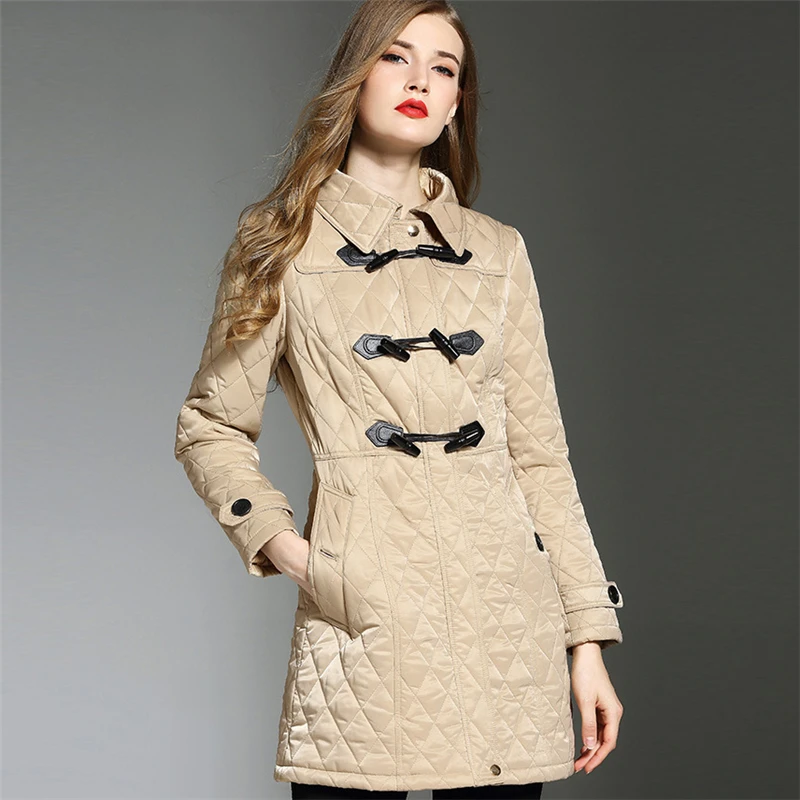 Британский стиль хлопковое Женское пальто с пряжкой длинная секция зима 2019