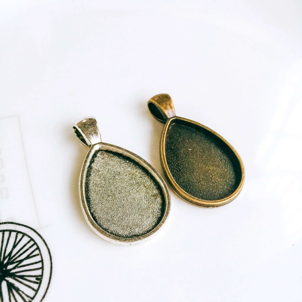 

5pcs/lot 18x25mm Necklace Pendant Setting Antique Bronze Silver Glass Cabochon Blank Base Supplies for Jewelry T279