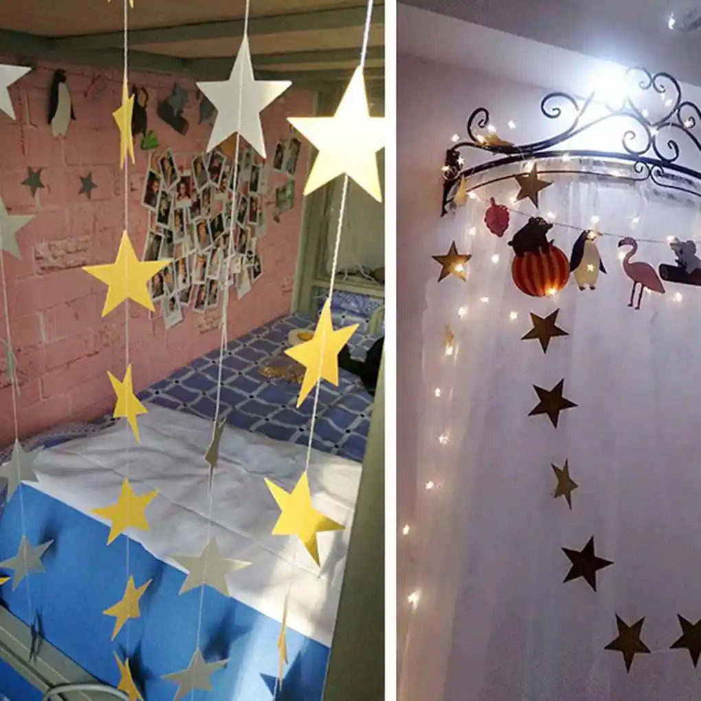 Бумажная гирлянда в форме сердца с пятиконечными звездами 4 м подвесной баннер