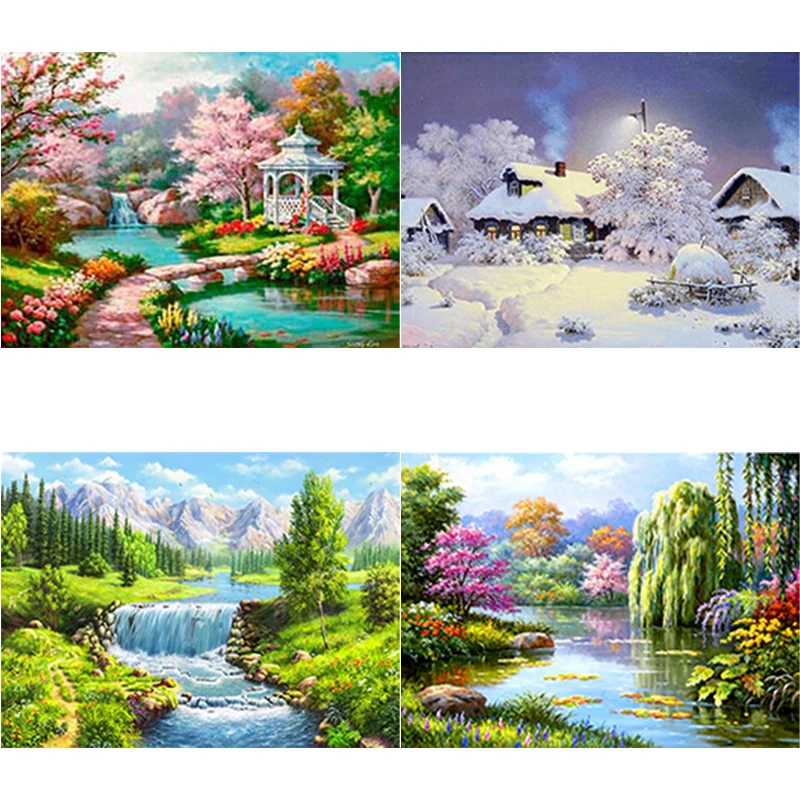 

5D DIY Landscape Diamond Painting Scenery Pictures Diamond Embroidery Full Round Drill Rhinestones Crafts Home Decor Gift