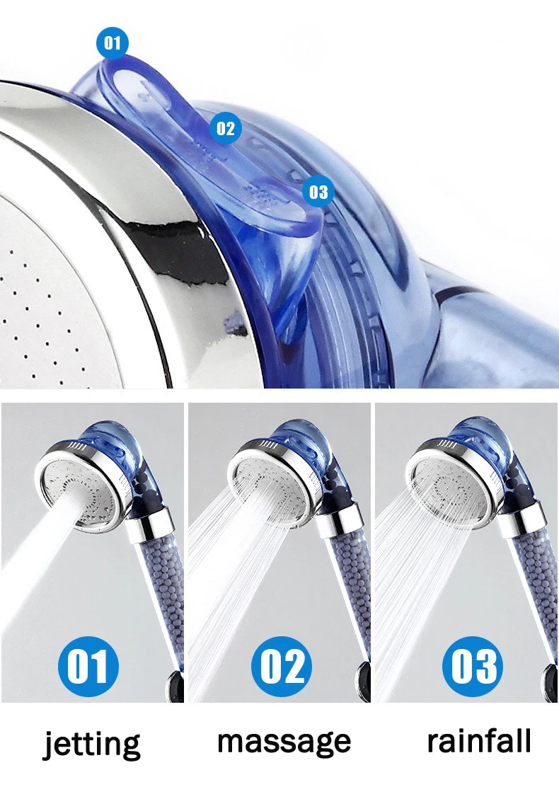 

Bathroom supplies Filter water for shower For bathroom 3modes jetting/massage/rainfall Saving Water Bathroom accessories