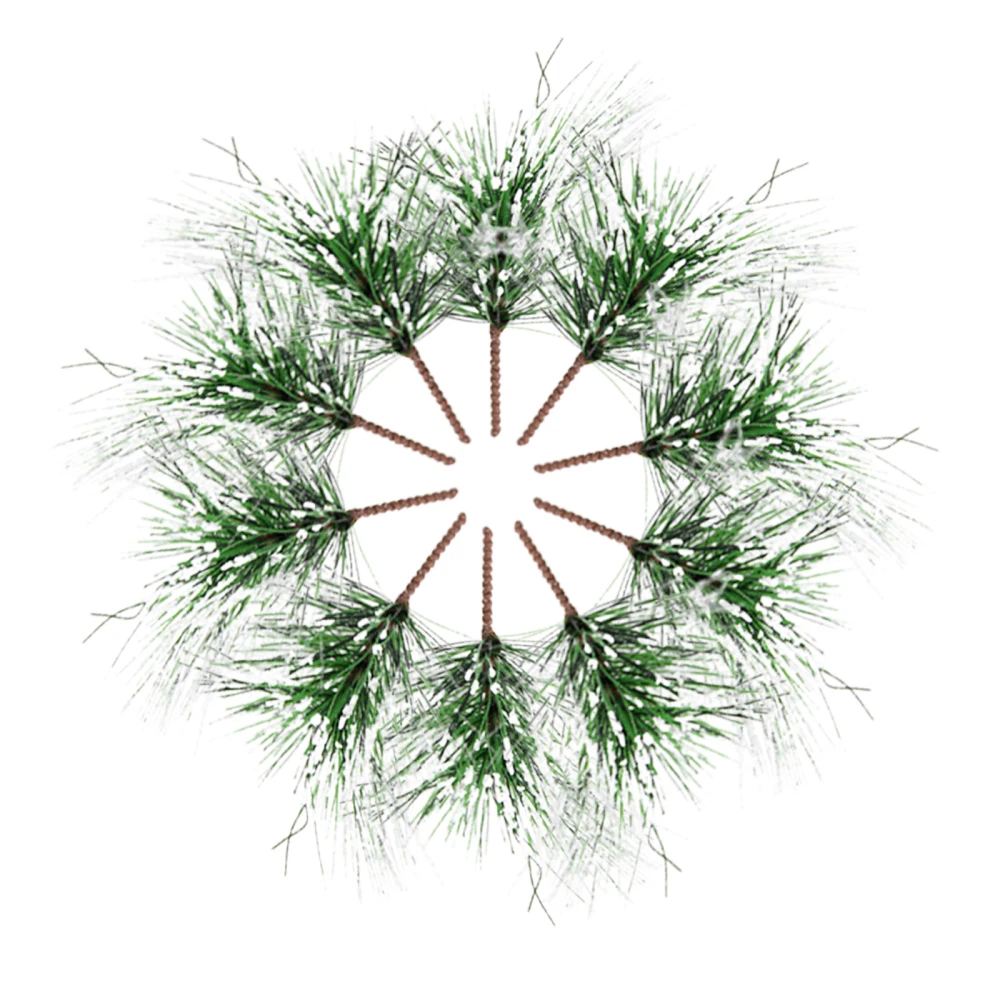 

NewPVC And Iron Wire Hot Green Flower Artificial Pine Needles Branches Christmas Berry Decoration Materials Holiday Use 10pcs