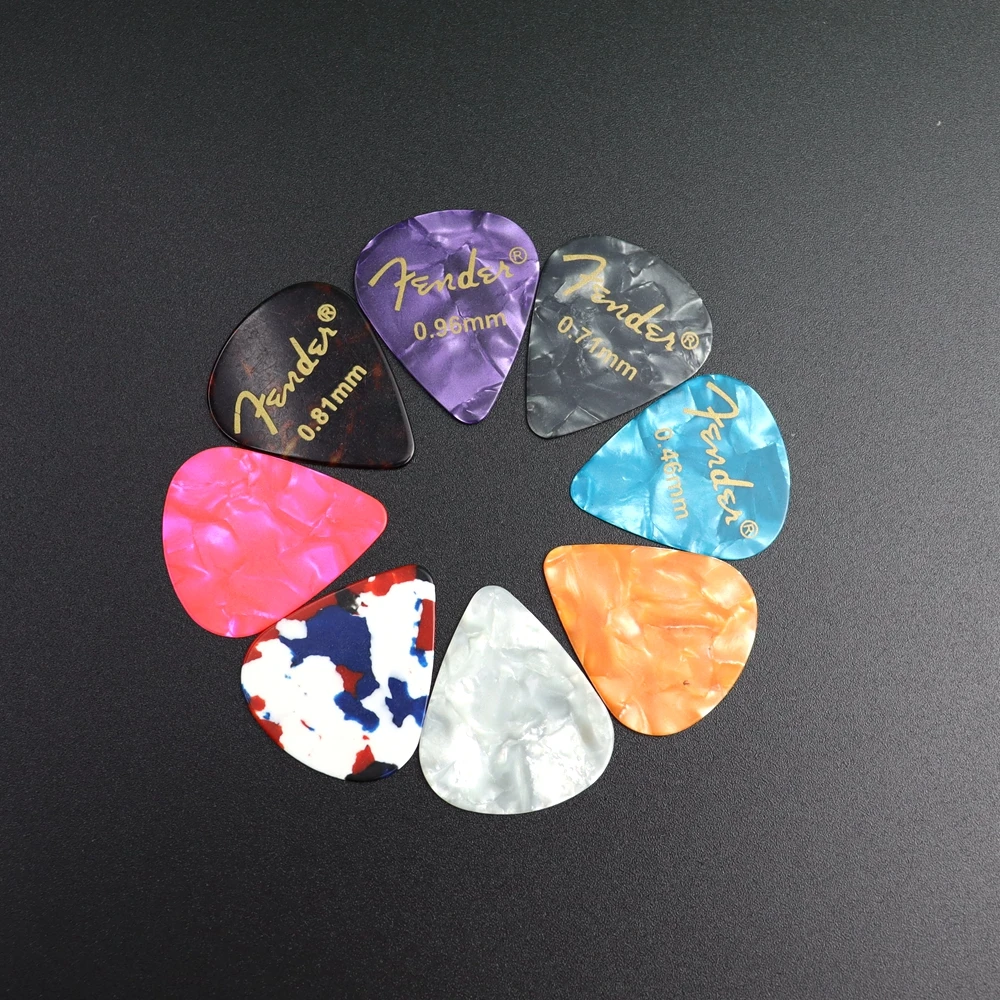 20 50 100 pcs akustische elektrische gitarre picks plektrum celluloid plektren zubehör mit box dicke 046mm 096mm free global shipping