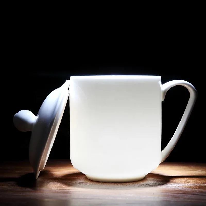 Цзиндэчжэнь костяного фарфора Керамическая чайная чашка с крышкой набор