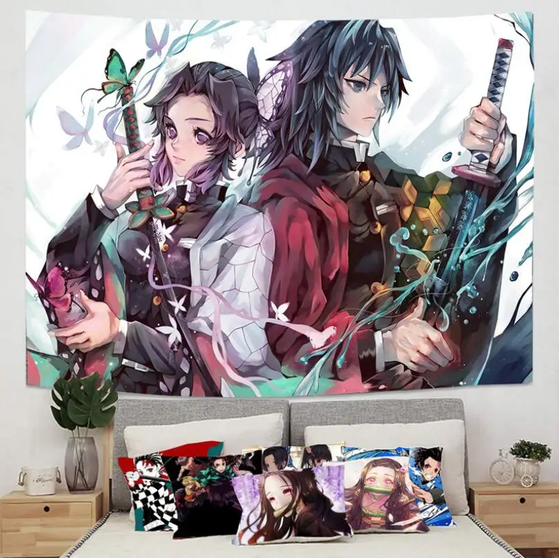 Kimetsu no Yaiba 3D принт демон Slayer аниме Tapestrying прямоугольный домашний Декор настенный 02
