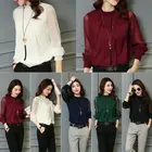 Женская шифоновая блузка с длинным рукавом и воротником-стойкой