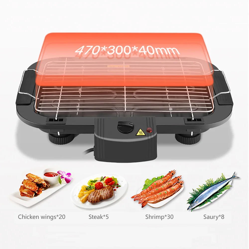 Бездымный гриль электрический портативный для 6 человек использования дома и на