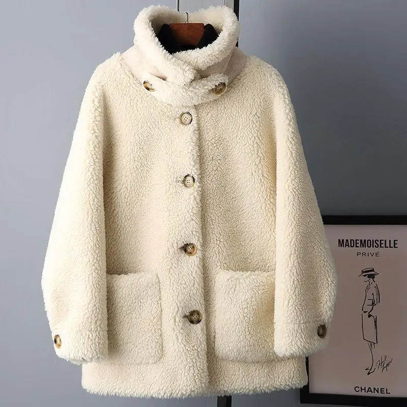 Женское зимнее теплое пальто из натуральной овечьей шерсти однобортные куртки