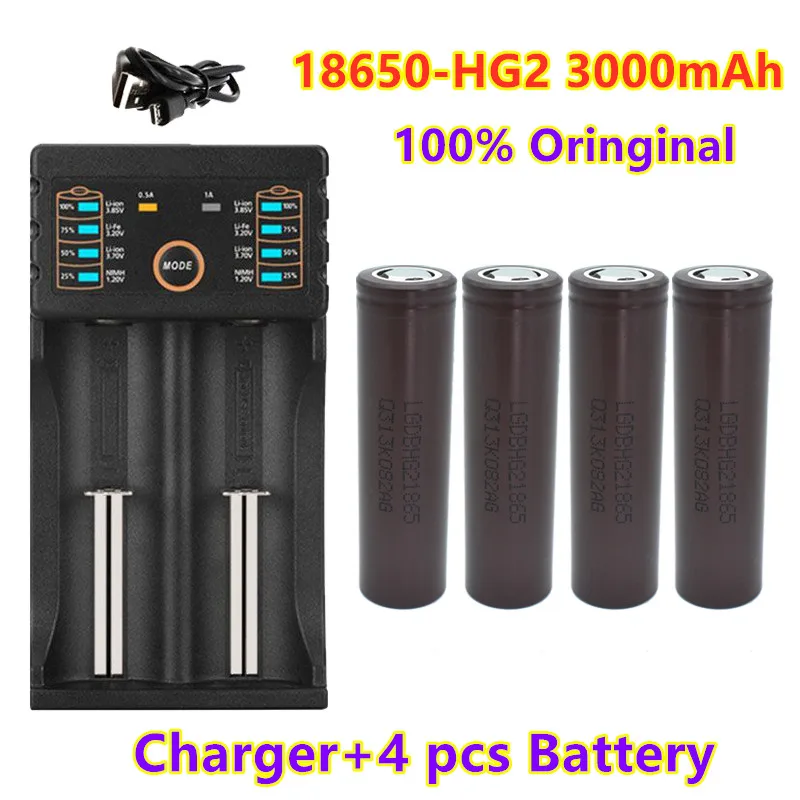 100% оригинальный 18650 аккумулятор HG2 3000 мАч 3 7 В перезаряжаемая батарея для литиевая