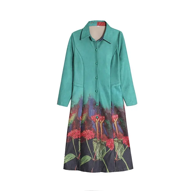 

NEW Trench coat women Spring autumn Printing Long Windbreaker Fashion Female Slim Coat Plus size Trench Coat regenjas
