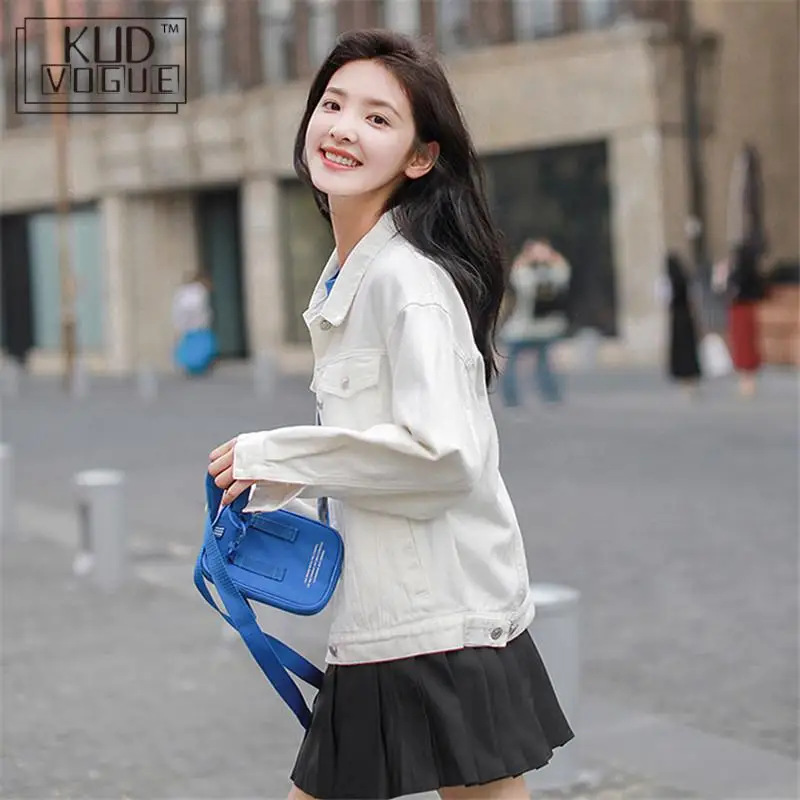 Женская джинсовая куртка желтая фиолетовая белая и пальто женская повседневная