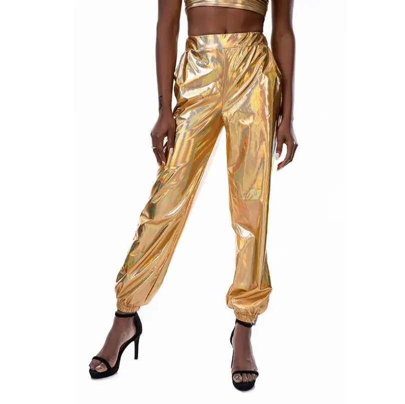 Новинка блестящие горячие брюки Helisopus с металлическим блеском уличная одежда