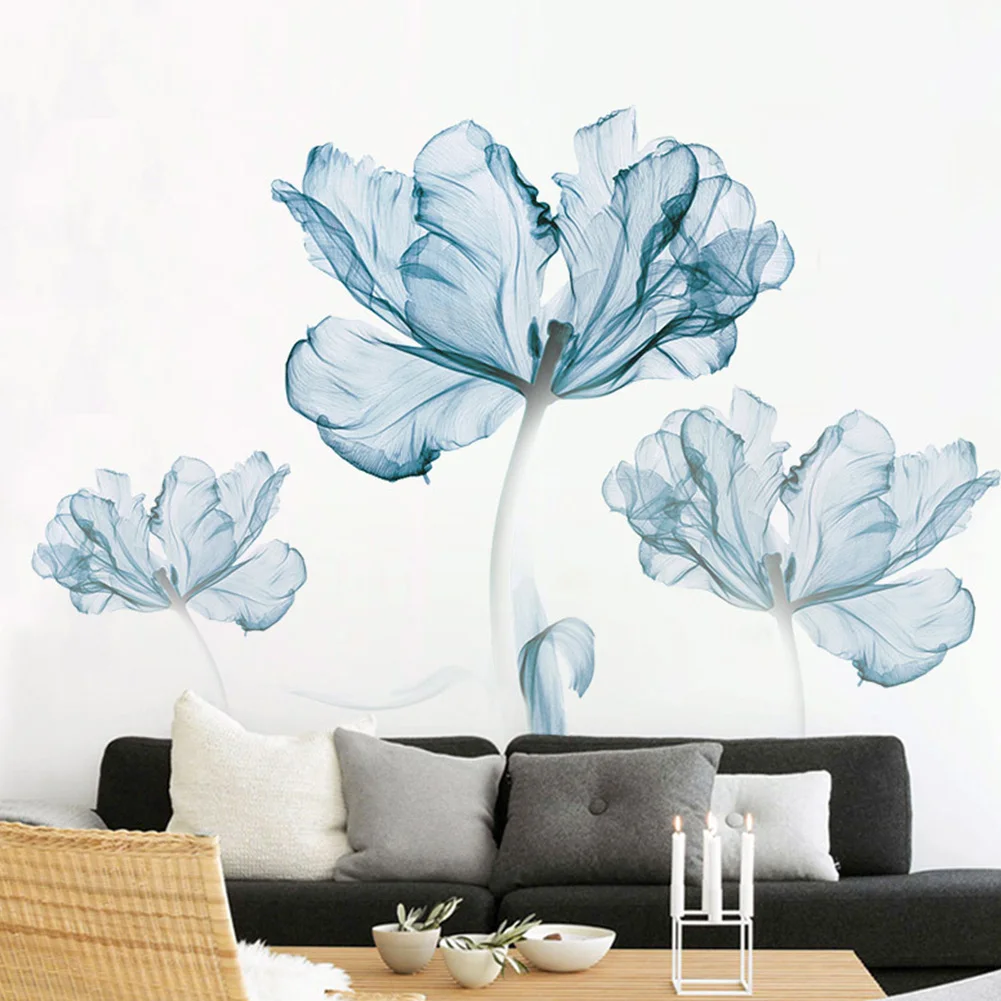 HOUSEEN 2 шт. Спальня Гостиная синий цветок стены Стикеры современное искусство