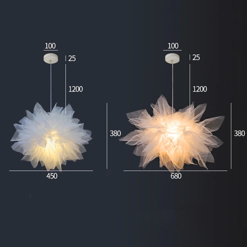 

White Cloths white lamp shades chandeliers restaurant Bar Kitchen luster Led Girl room princess chandelier Lighting Fixtures