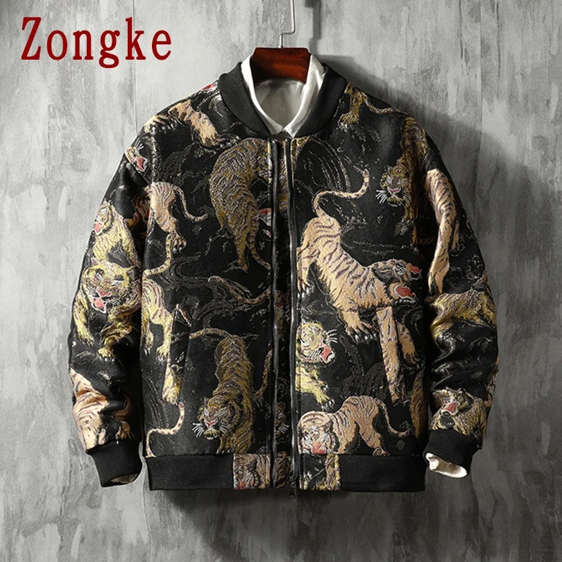 

Zongke Japanese Embroidery Men Jacket Coat Winter Jacket Men Clothing Korean Style Jackets For Men Fashion Coat 5XL 2021