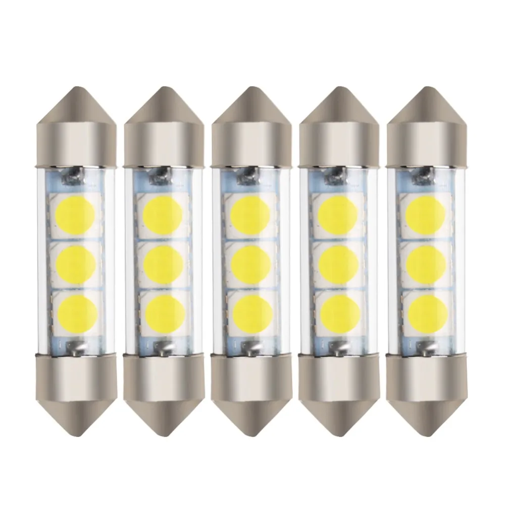 

Bostar 5Pcs 36mm 3 SMD 5050 LED Bulb Cold White Festoon Interior Dome Auto LED Car Lamp Parking Light 12V #266633