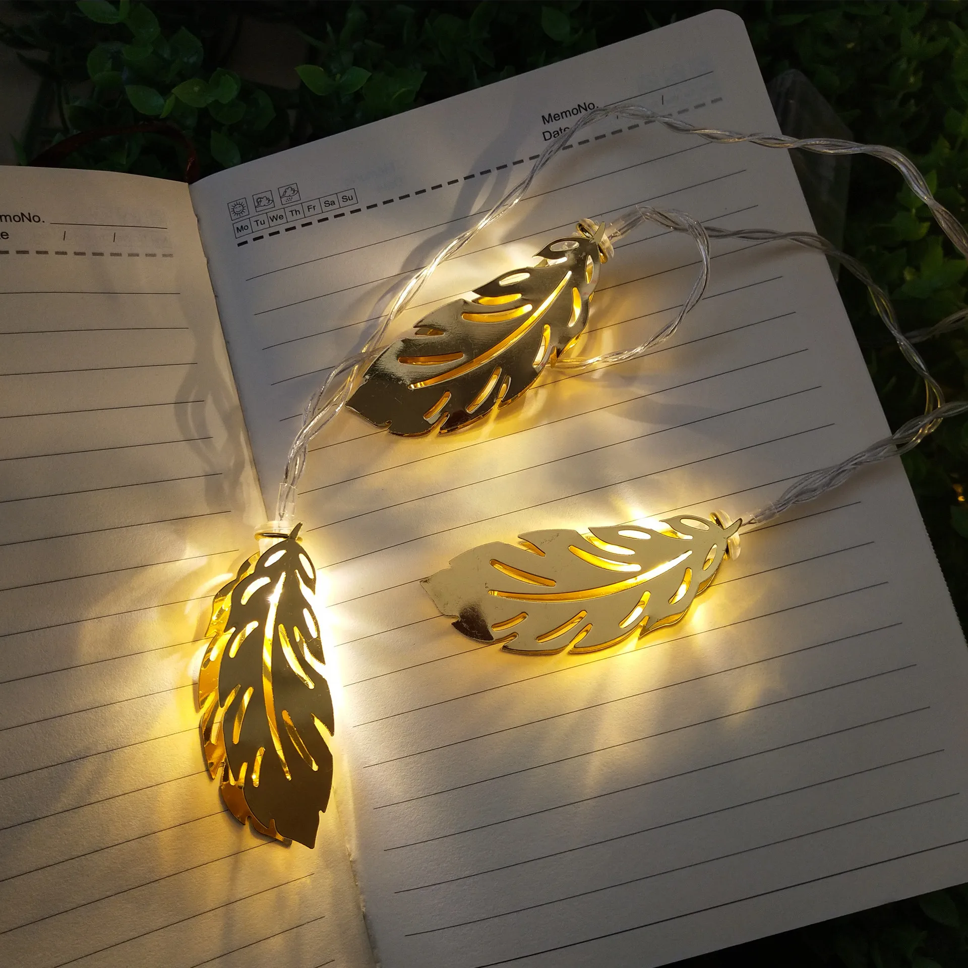 Железный искусства перо светильник строка золотистой Творческий 1 5 м 10LED