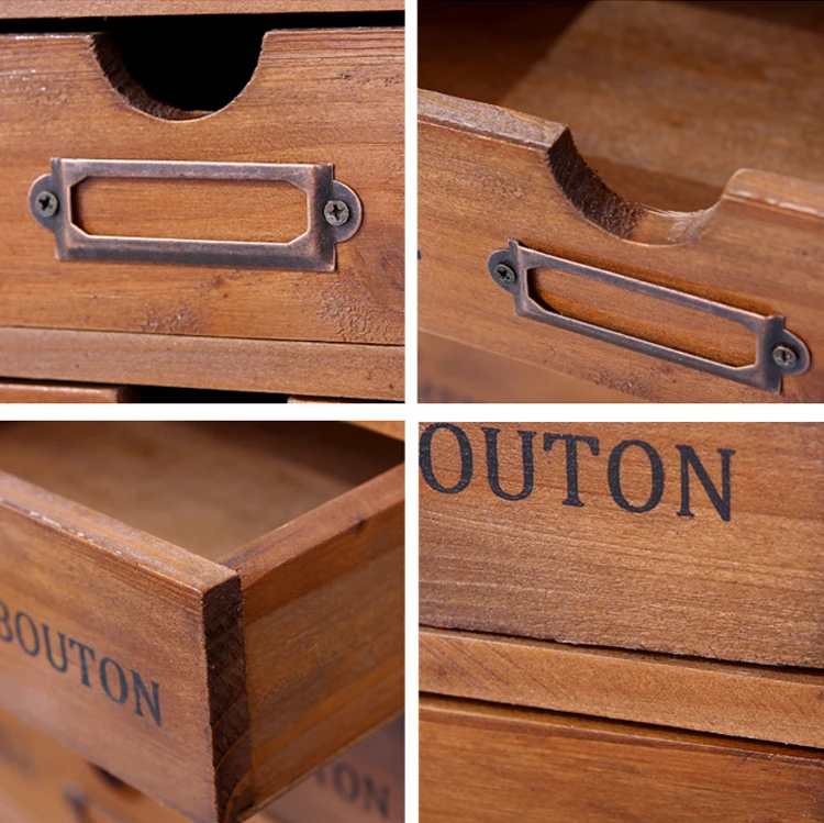 

Retro Wooden Drawer Storage Desktop Storage Cabinet Sundries Finishing Box Drawer Type Jewelry Cosmetic Organizer