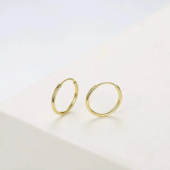 

18K Gold Small Earrings Dia 20mm Round Hoop Earrings for Women