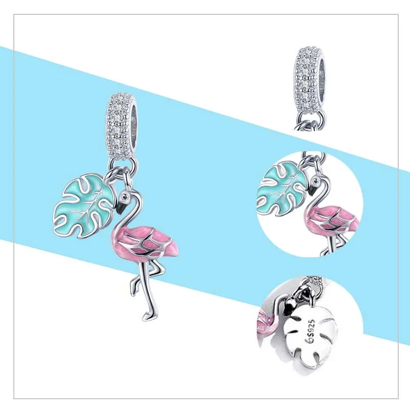 Очаровательная подвеска в виде животного зоопарке фламинго из стерлингового