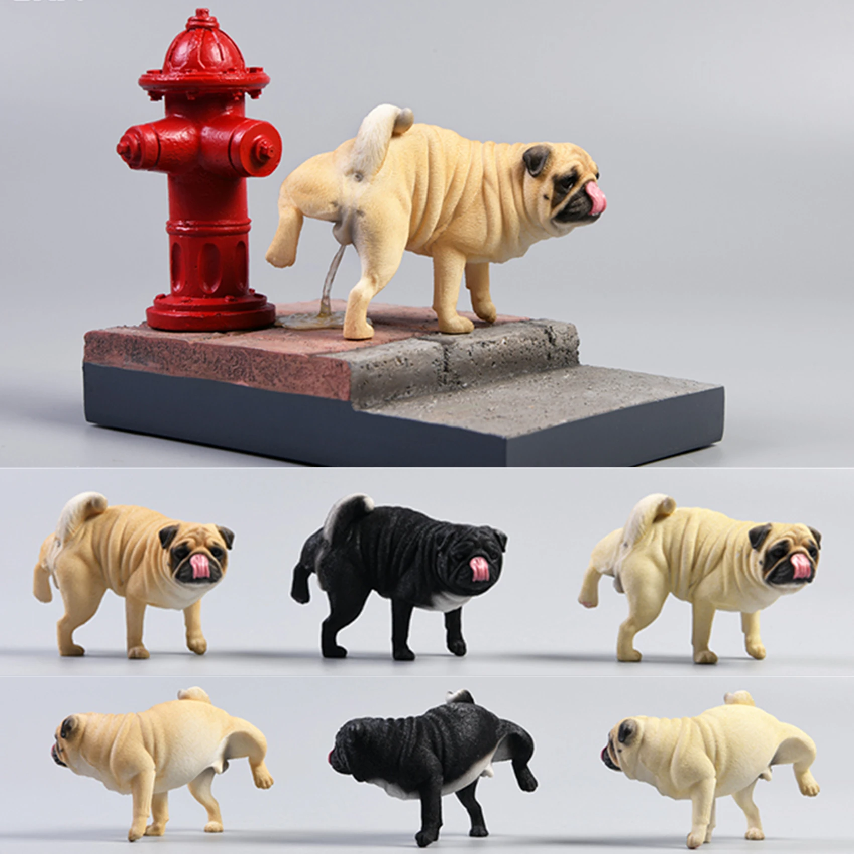 

JXK 1/6 Funny Pug Figure Dog Pet Healing Figure Cute Canidae Animal Collector Toy Resin Desktop Decoration Gift
