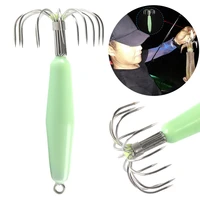 5pcs stainless steel luminous squid hooks fishing tackle lures squid jigs hook 12 pin umbrella type octopus fish hook