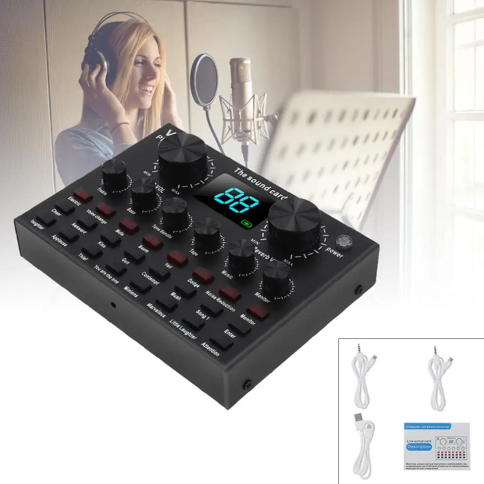 V8 Plus Bluetooth 4 1 аудио Внешняя USB гарнитура микрофон Webcast живая звуковая карта с