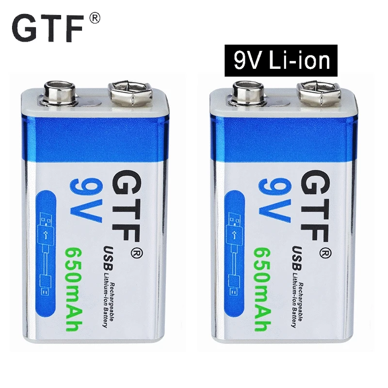 GTF 9В 6F22 650 мАч литий ионная аккумуляторная батарея Micro USB батареи литиевая для