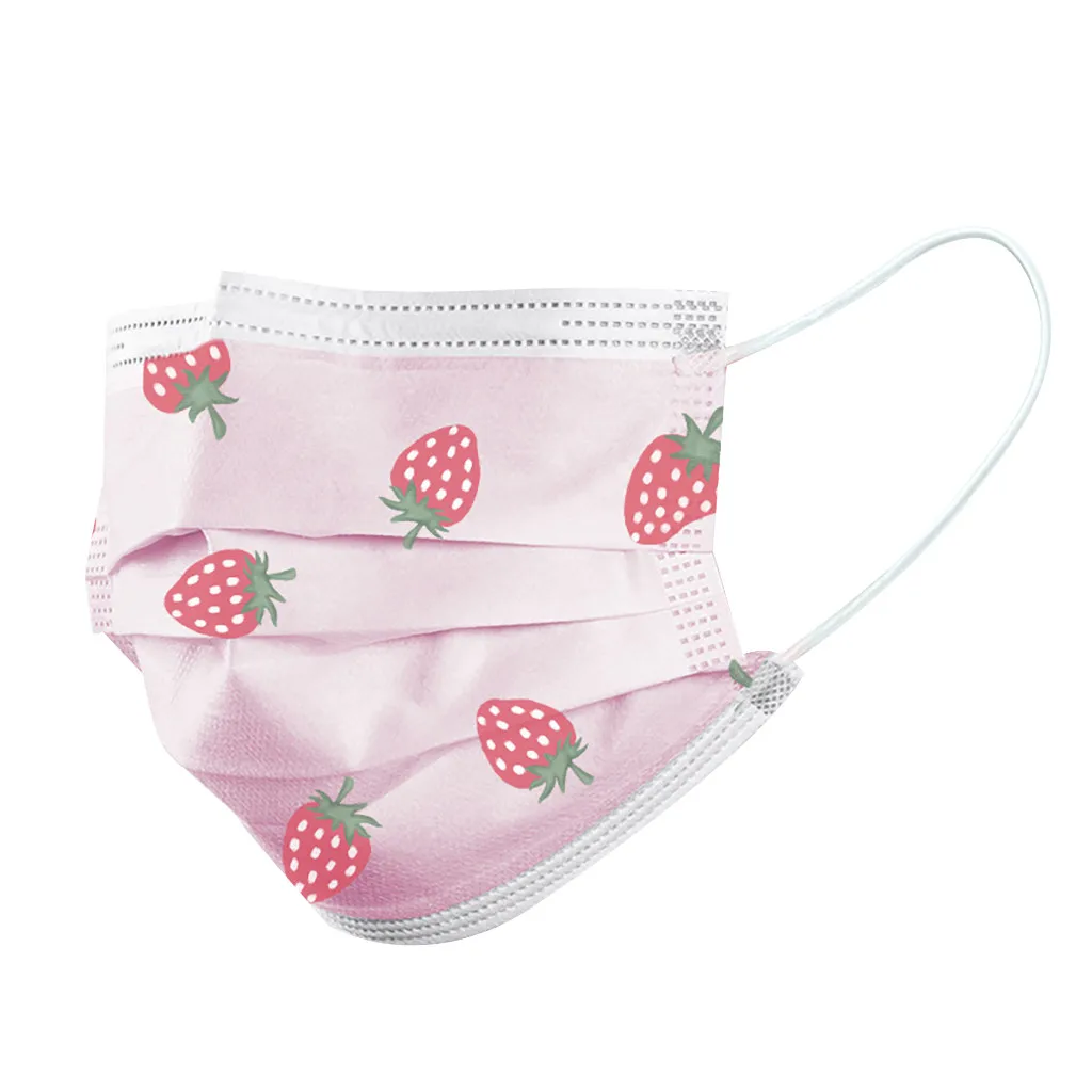 

10-50pcs Children Disposable Mask Boy And Girl Strawberry Printed 3-Layer Filters Breathable Disposable Face Mask Mascarillas