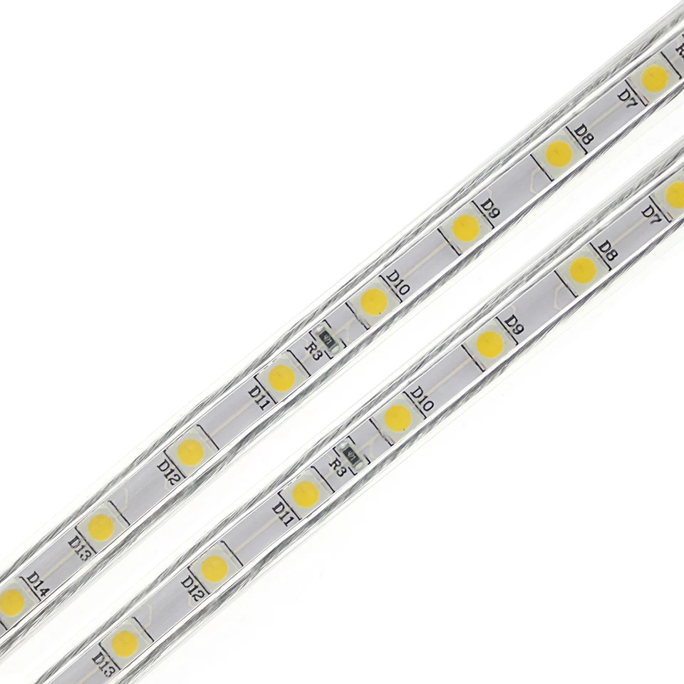 SMD 5050 AC220V Светодиодная лента гибкий свет 60 светодиодов/м Водонепроницаемая