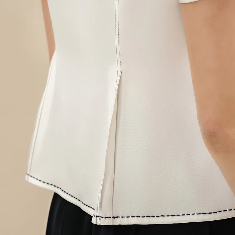 Женская шелковая футболка VOA с круглым вырезом и коротким рукавом облегающий топ