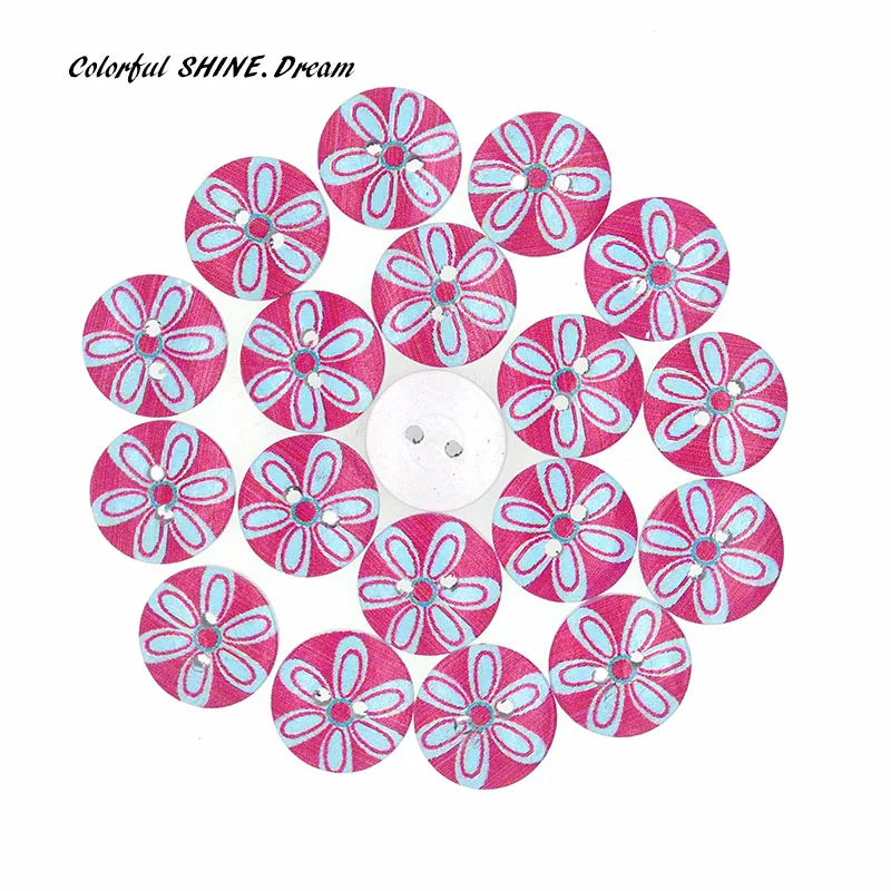 

20 шт оптом натуральные деревянные бутоны круглые розовые цветы дизайн скрапбукинг Швейные аксессуары DIY ремесло 2 отверстия 15 мм Диаметр.