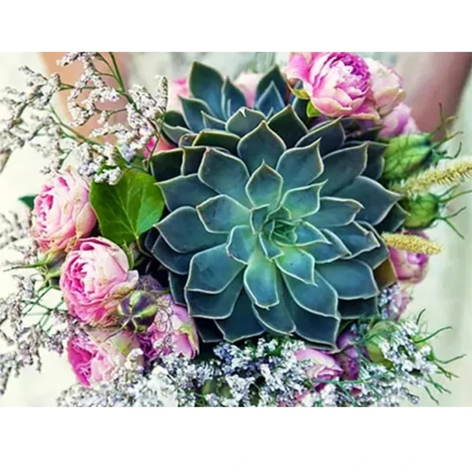 

Succulent plant rose flower Diy 5D Diamond Mosaic Embroidery Diamond Painting Chinese Cross Stitch kit Full Drill Decor K74